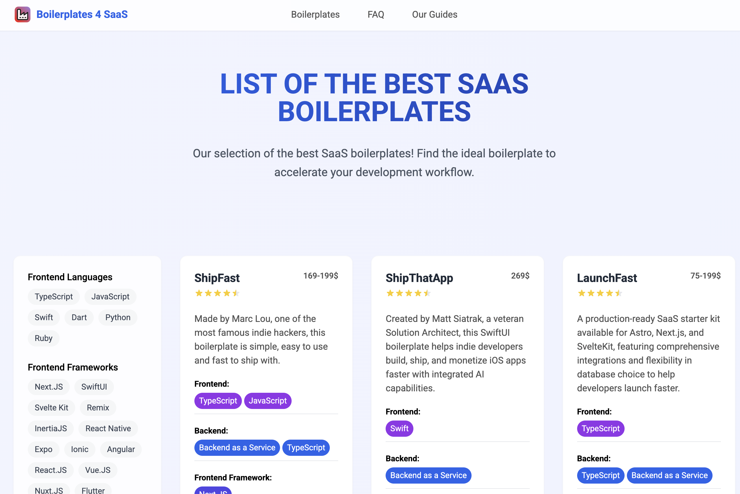 Boilerplates 4 SaaS