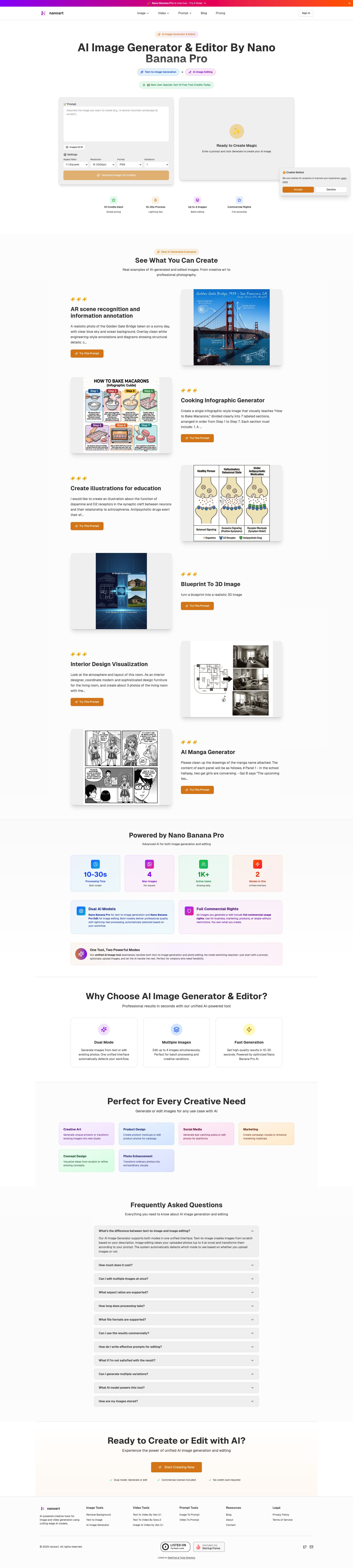 AI Image Generator & Editor By Nano Banana Pro