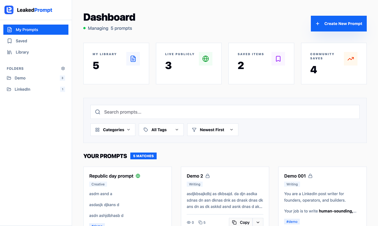 LeakedPrompts - #1 AI Prompts Library