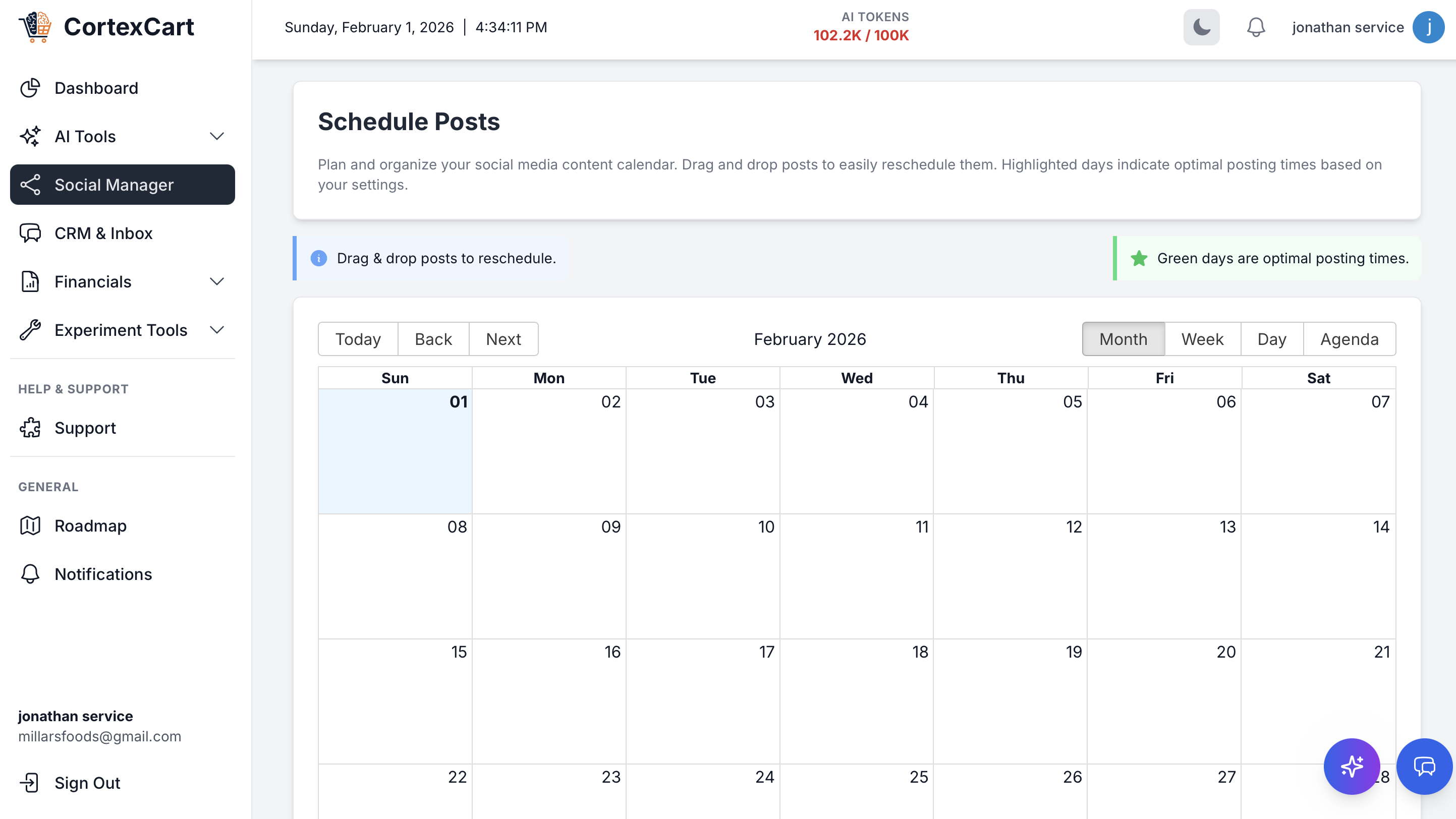 CortexCart Insight Dashboard