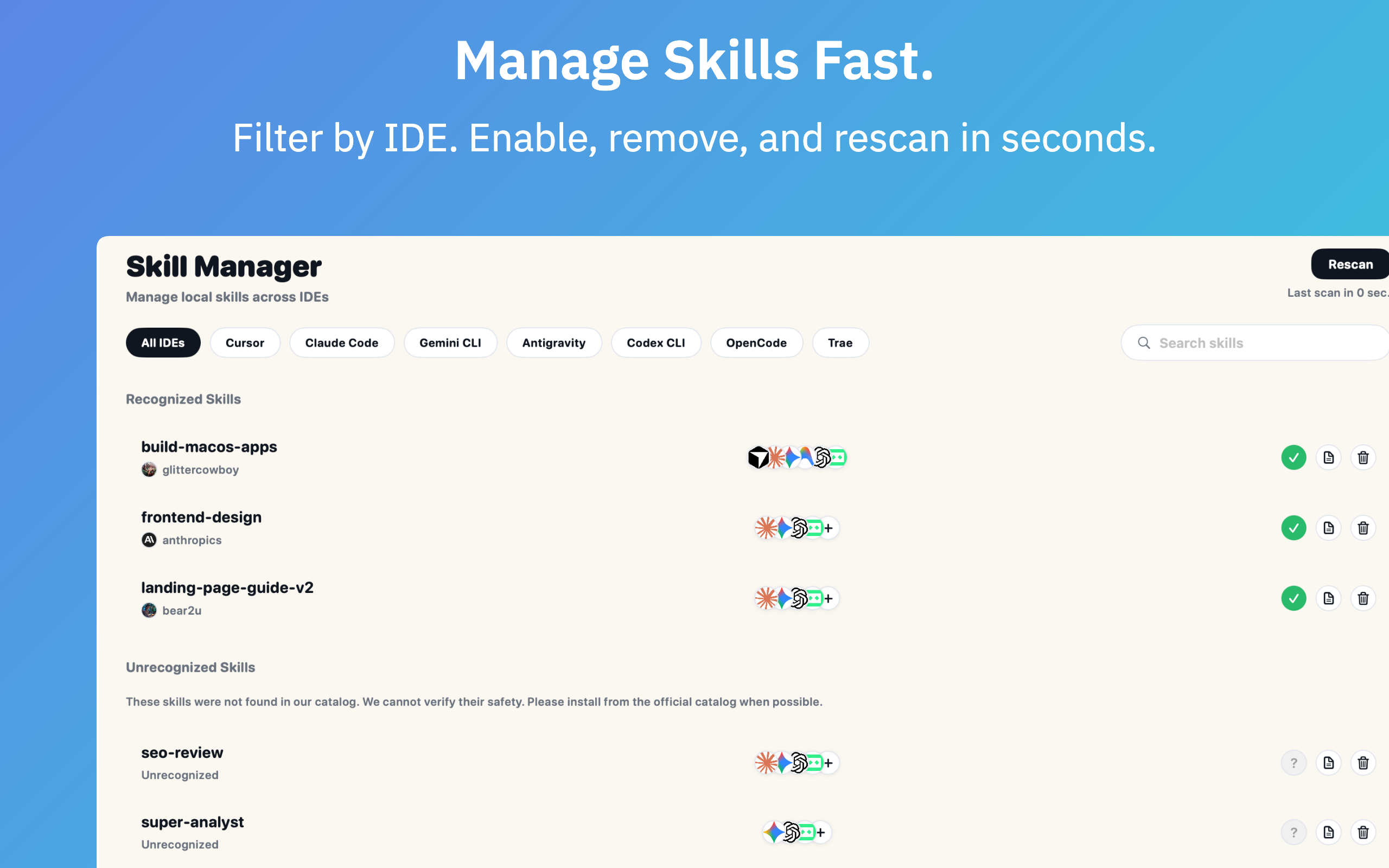 SkillMap: AI Skill manager