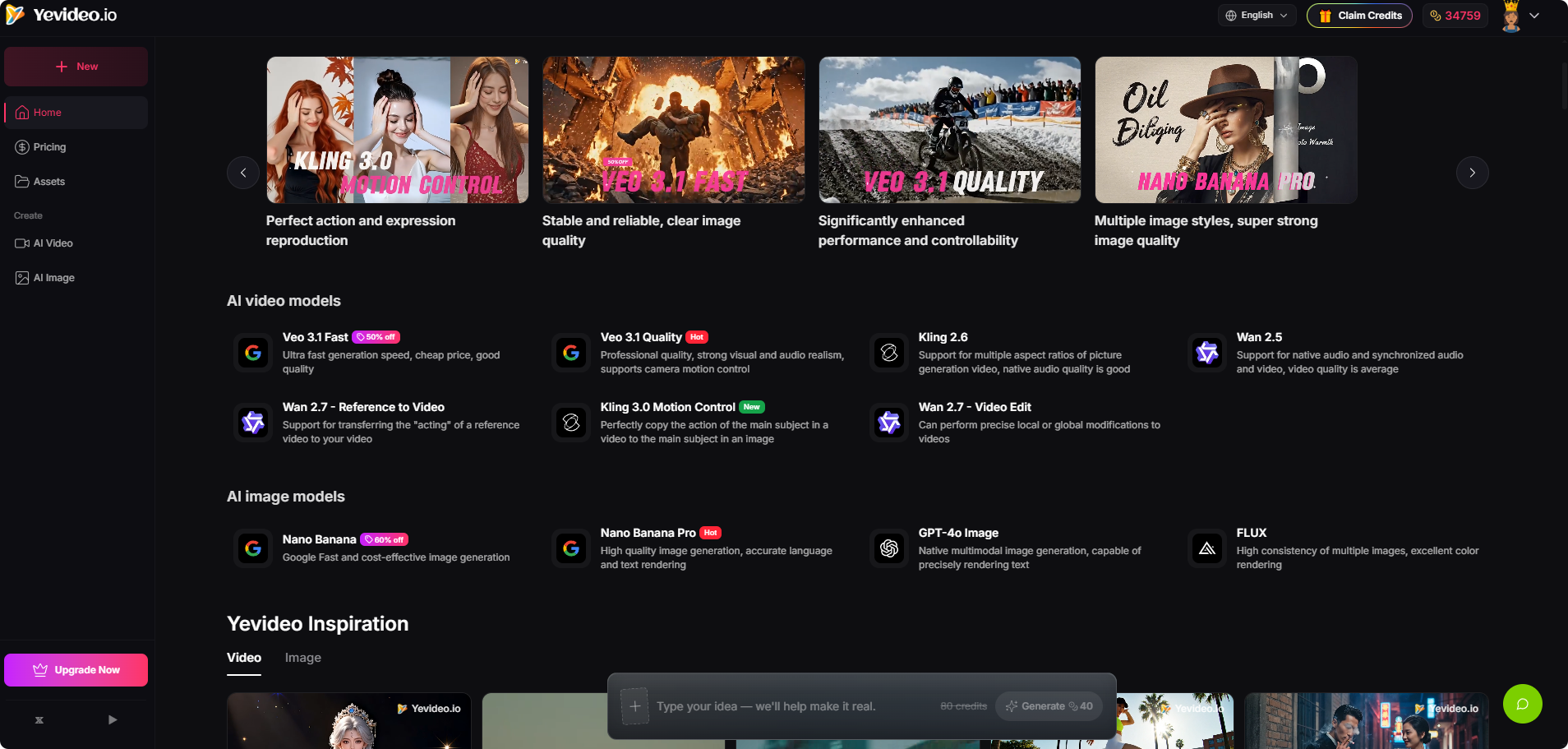 Yevideo - AI Video & Image Creation Platform