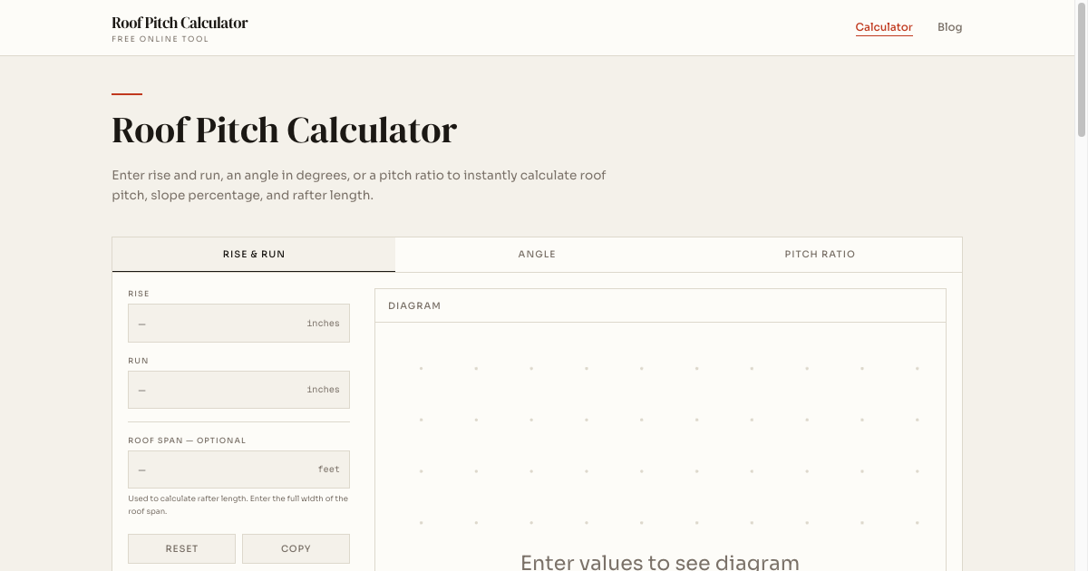 Roof Pitch Calculator