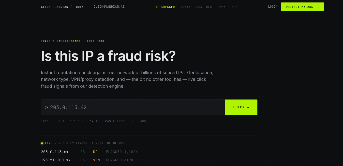 IP Reputation Checker by ClickGuardian